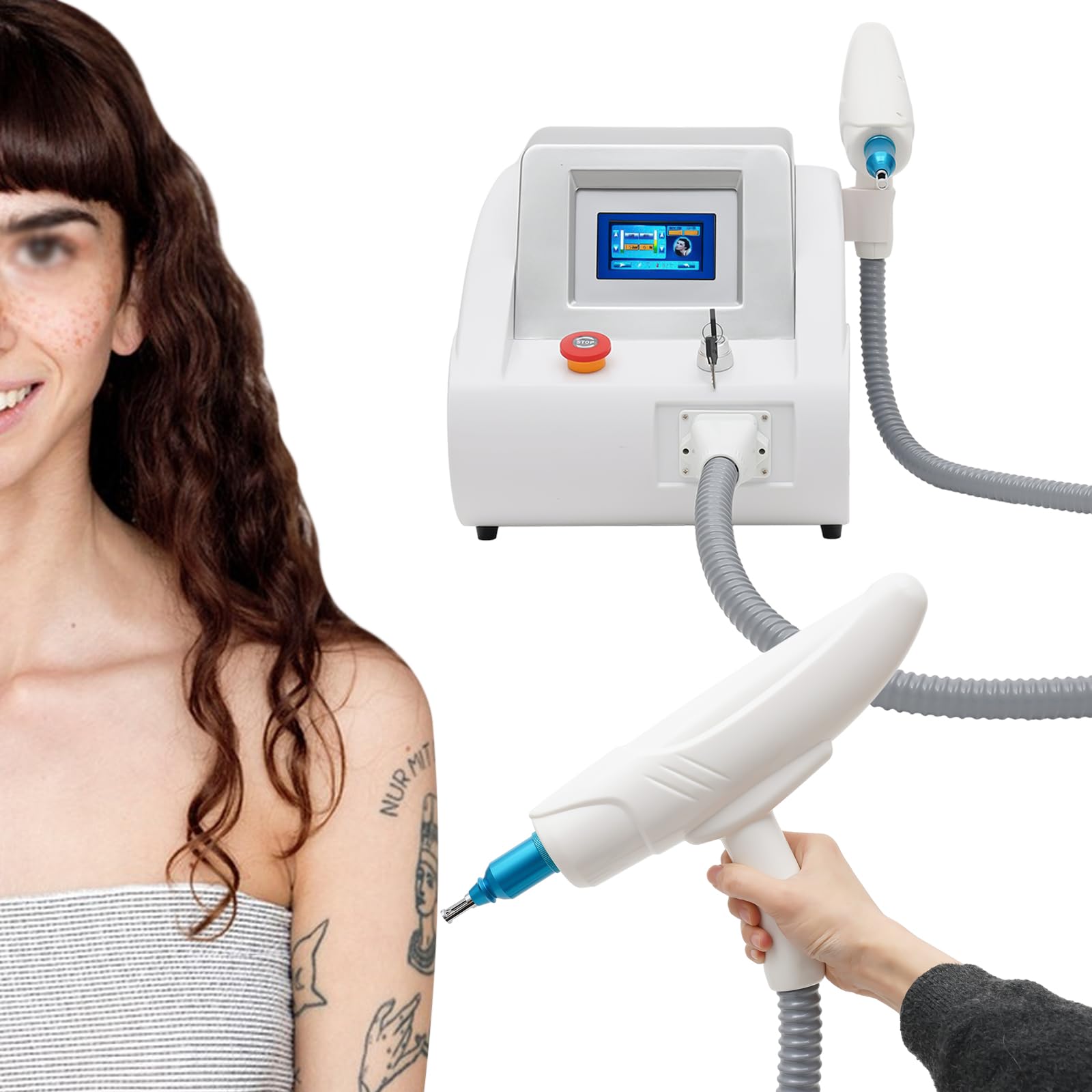 ND YAG La-ser - Eliminación de tatuajes para eliminar el acné, reafirmación de la piel, dispositivo de belleza, 1000 W, doble longitud de onda, 1064 nm, 532 nm
