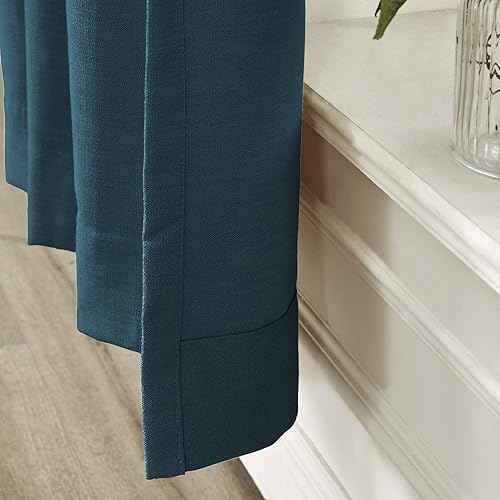 Miniatura 45 de Frelement Cortinas plisadas de lino de algodón extra anchas para oscurecer la habitación, 120 pulgadas de ancho x 96 pulgadas de largo, cortinas