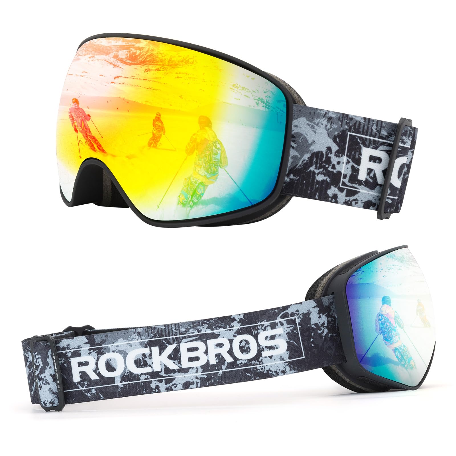 ROCKBROS Ski Goggles, Snowboard Goggles for Men Women, Kids, Youth, UV Protection Anti-Fog Skiing Glasses