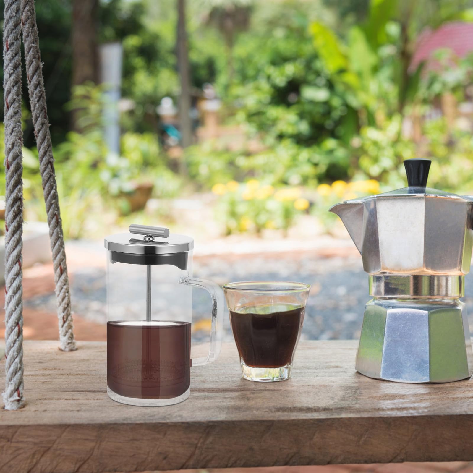MAGICLULU Cafetière à Piston Manuelle en Acier Inoxydable pour Préparer Café et Thé 600ml avec Fond Épais et Graduation Restaurant