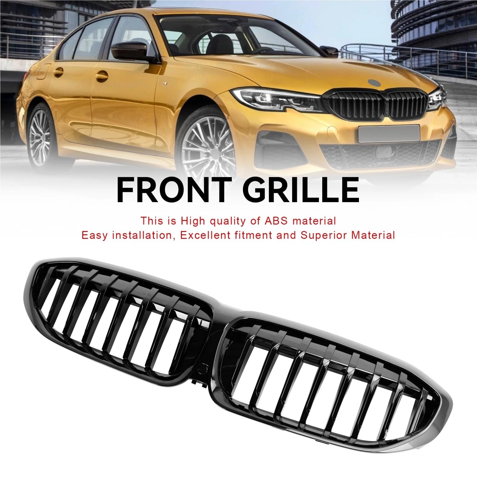 Czarna kratka nerkowa Grill 51138072085 Pasuje do BMW serii 3 G20 2019-2022 Osłona chłodnicy motocykla kratki samochodowej(G)