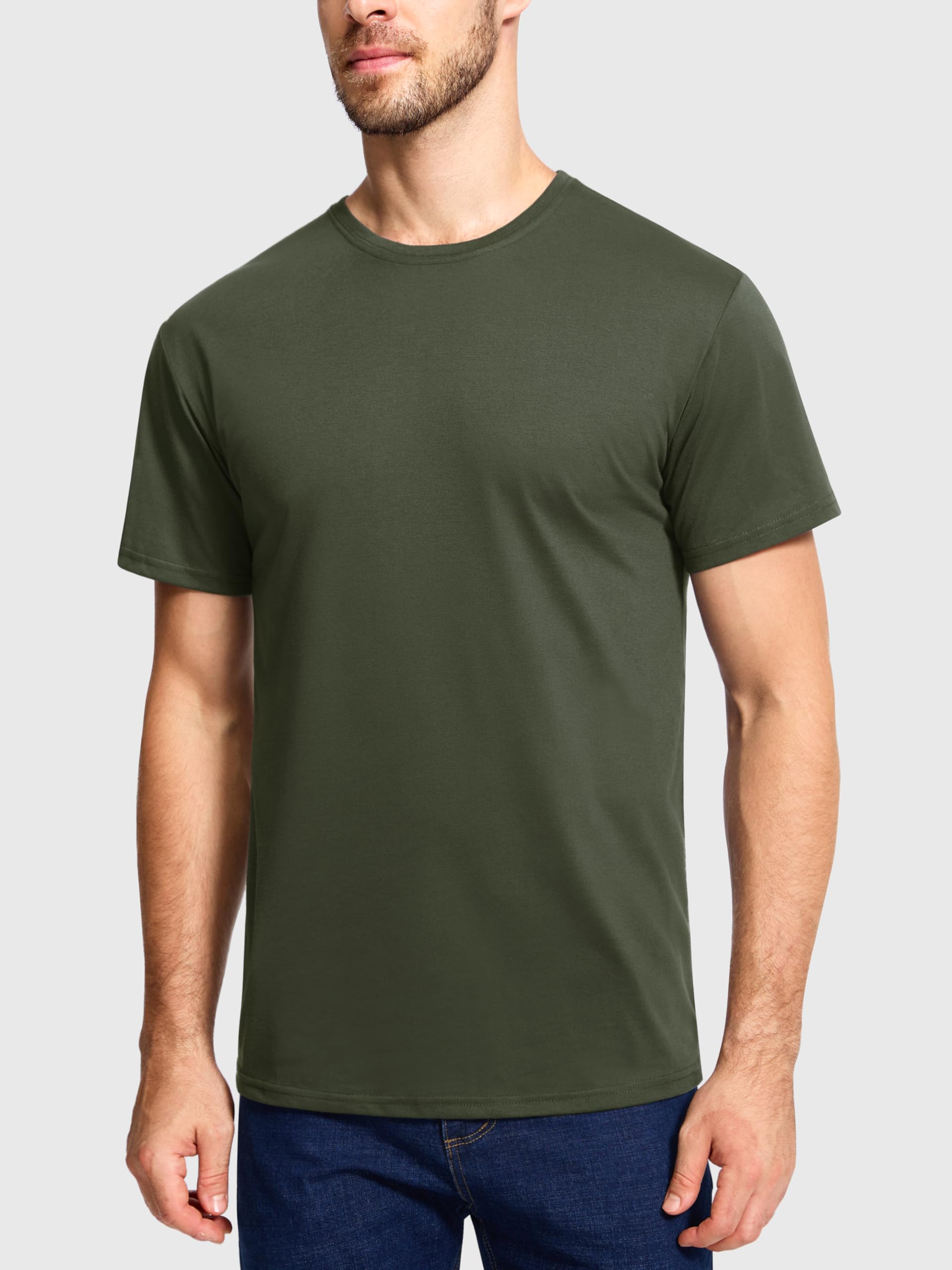 Paquete de 5 camisetas de algodón para hombre, cuello redondo, transpirables, de manga corta, básicas, lisas, para hombre, M-5XL, paquete múltiple