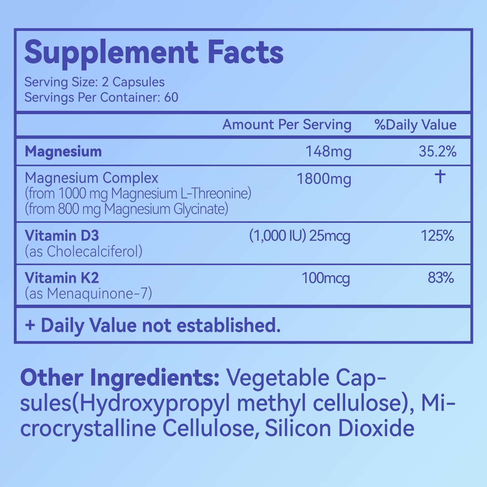 Magnesium Supplement with Vitamin D3 K2, Vegan - 120 Capsules — Amazon image 2