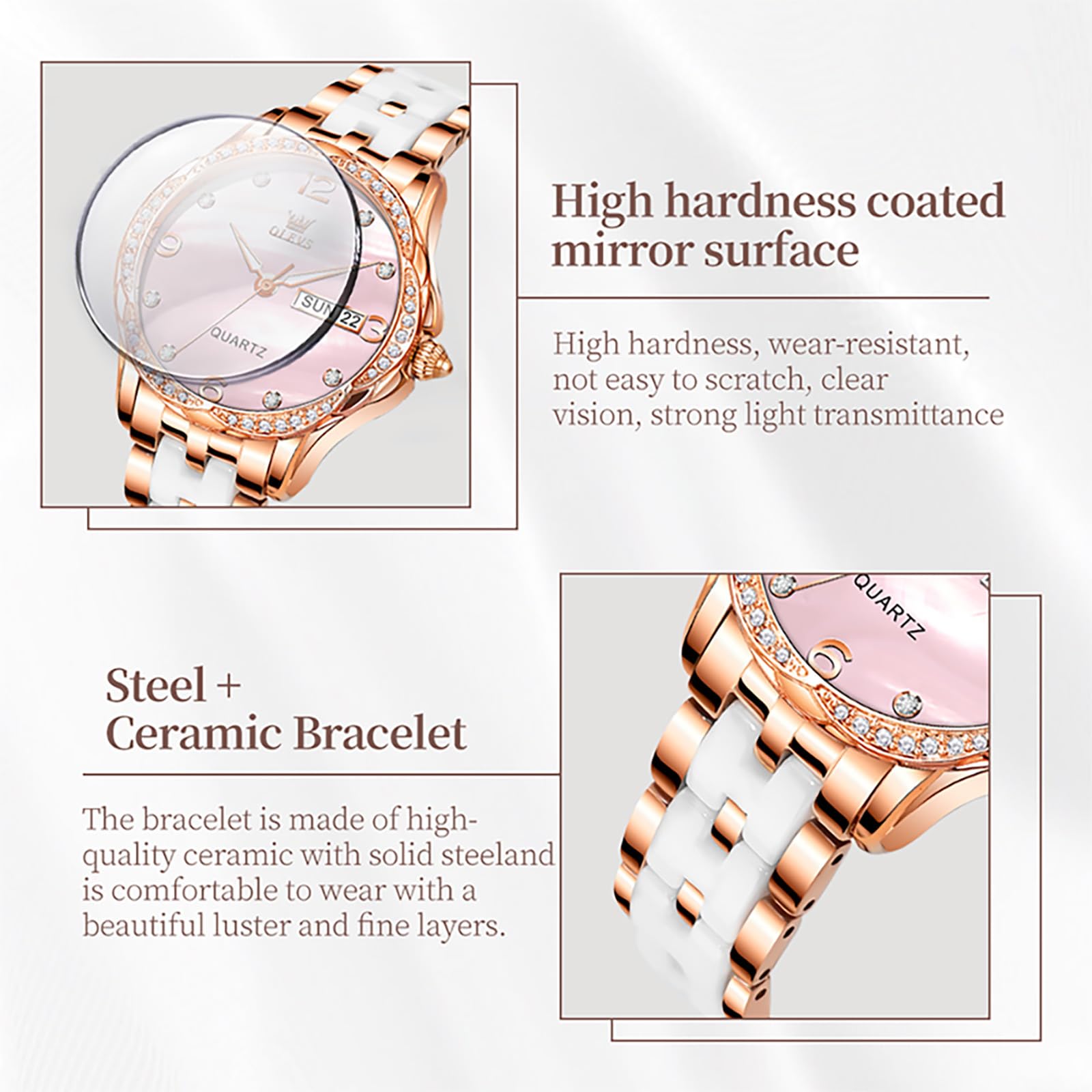 OLEVS Orologio da donna al quarzo in acciaio inossidabile con cinturino argento impermeabile 30 m luminoso cronografo quadrante multifunzione
