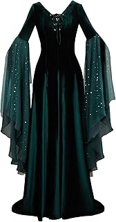 Renaissance Dress Women Retro Elegant Velvet Gown Medieval Dress Fantasy Medieval Costume