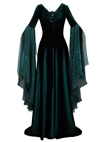 Renaissance Dress Women Retro Elegant Velvet Gown Medieval Dress Fantasy