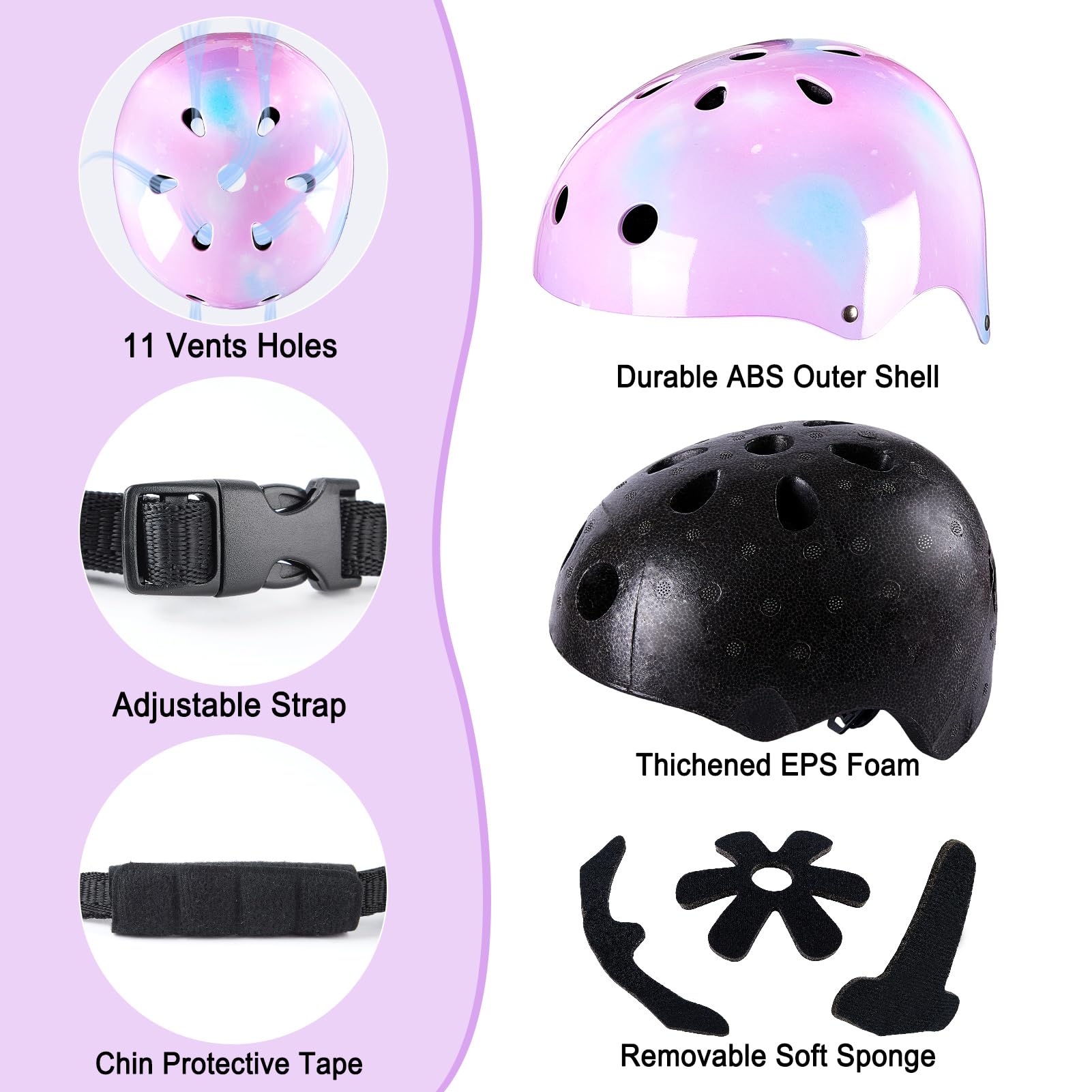 Casco Per Bici Bambino 3-12 Anni - Per Skate, Monopattino E Pattini, 3 Colori