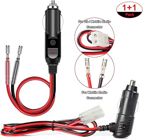 Miniatura 7 de Cable de alimentación de radio Cb de 2 cables, 15 A, 3 pines, cable de alimentación CB con enchufe de encendedor de cigarrillos de 12 V para radio