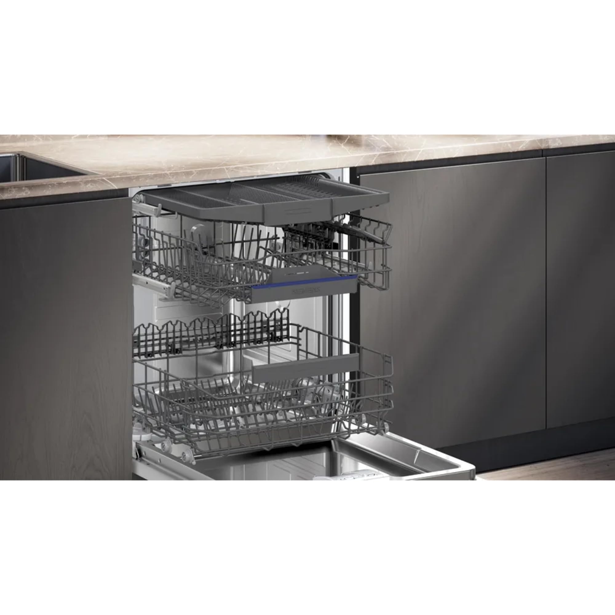 Siemens SX63EX22CE, iQ300, Lavavajillas XXL totalmente integrado 60 cm, lavavajillas inteligente, fabricado en Alemania, cajón para cubiertos, varioSpeed Plus, cestas flexibles, secado automático