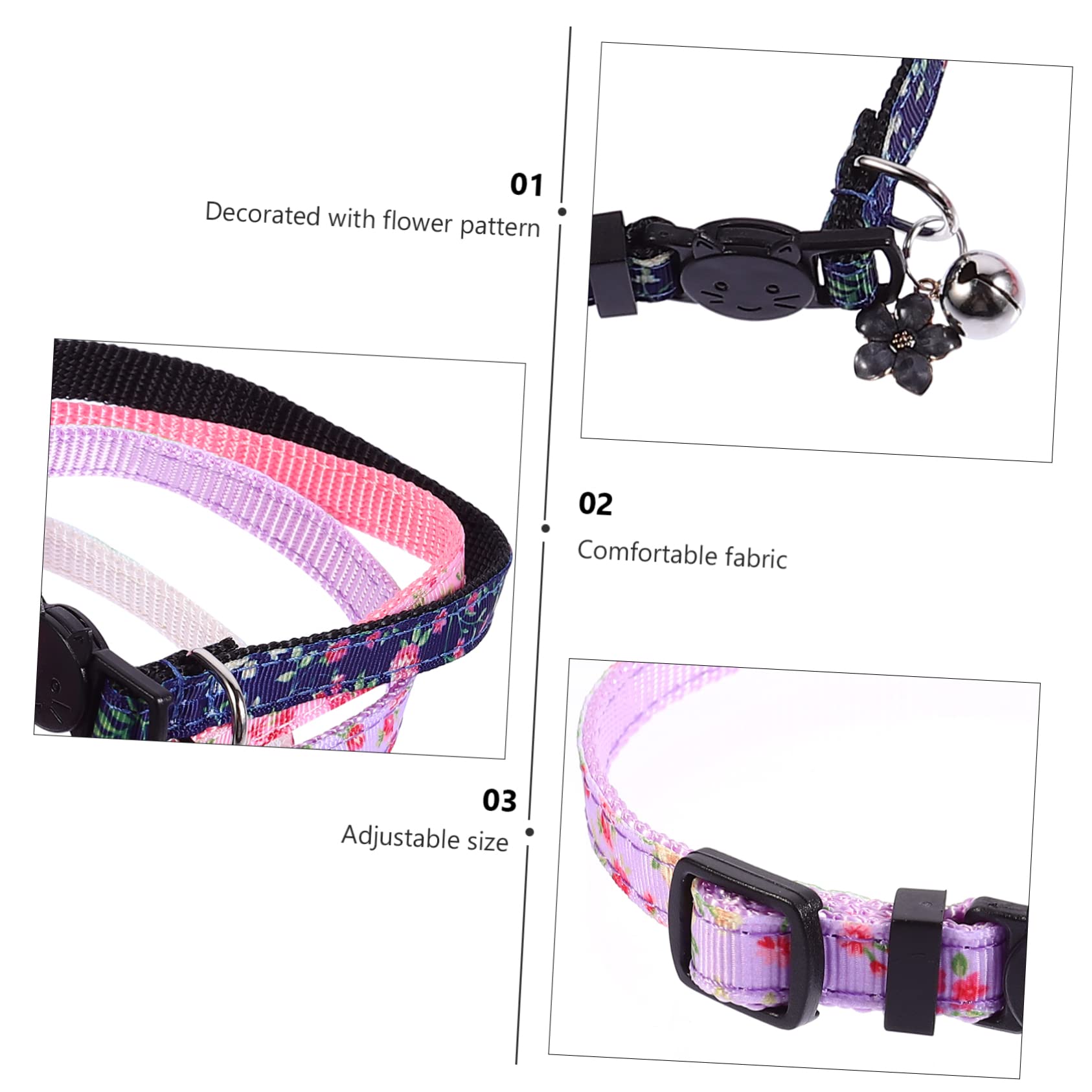 Yardwe 3 Juegos De Collares para Mascotas Diseño De Flores para Gatitos Y Gatos Decoración para El Cuello Ajustables Y Transpirables para Uso Diario Y Fiestas 4 Unidades X 3