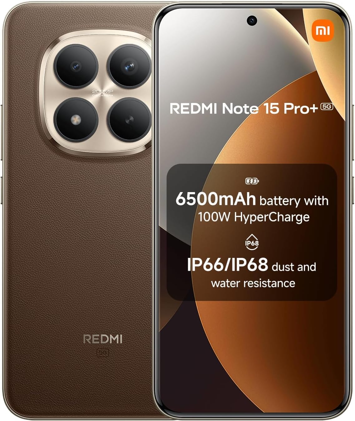 XIAOMI Redmi Note 15 Pro+ Plus 5G box contents including phone, case, charger, and cables