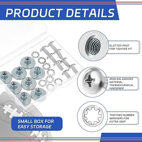 Miniatura 3 de Landhoow Silver Chicago Screws Football Back Plate Hardware Football Backplate Screws Include Truss Head Slotted Fasteners Washers Gaskets for