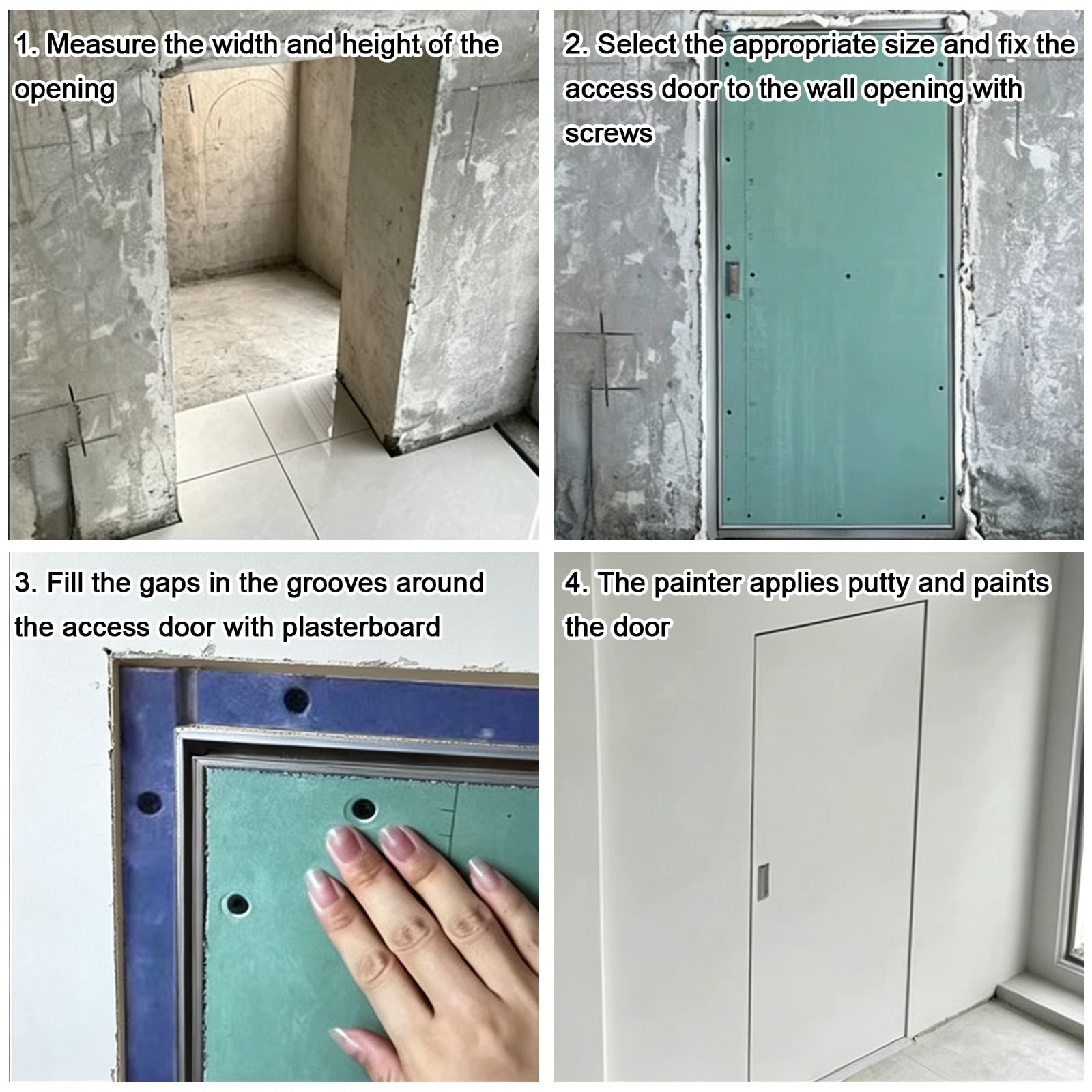 Panel Rewizyjny do Płyt Gipsowo-kartonowych, Wpuszczany | Aluminiowa Rama z Płytą Gipsowo-kartonową, Cynkowy Uchwyt, do Łazienki w Piwnicy na Poddaszu(65x80)
