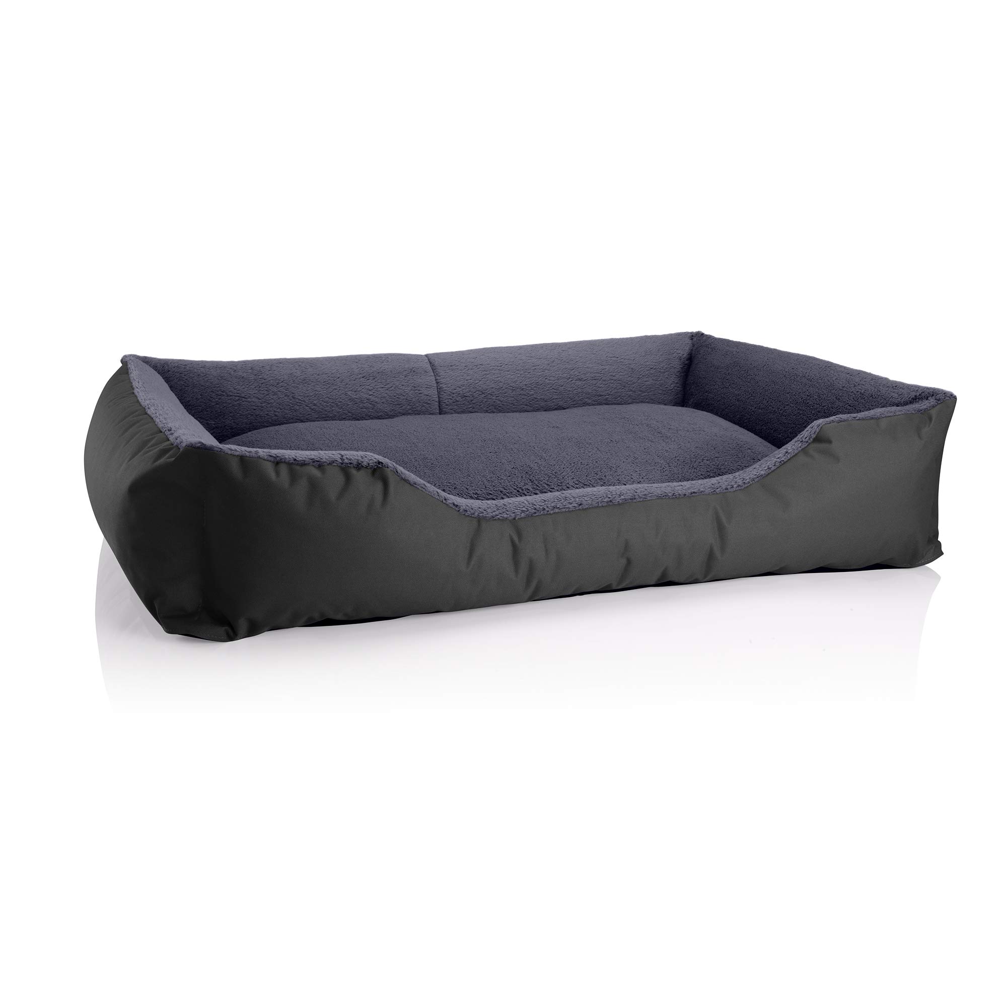 Panier chien XXL lit de chien lavable en cordura et coussin chat noir gris