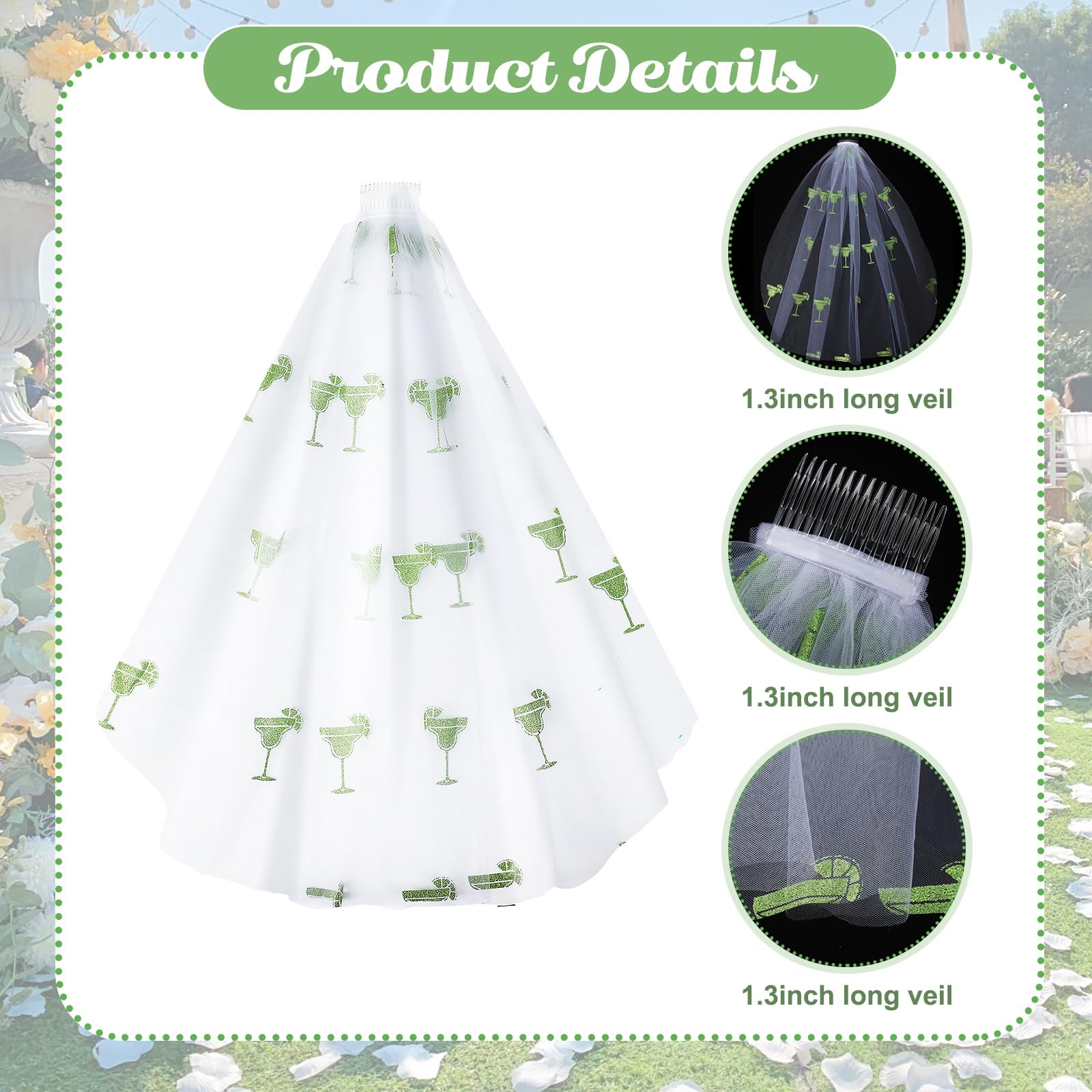 XunYee Margarita - Kit de decoración para despedida de soltera con velo de despedida de soltera para matrimonio, despedida de soltera, regalo de decoración, accesorios de decoración de margs, banda de