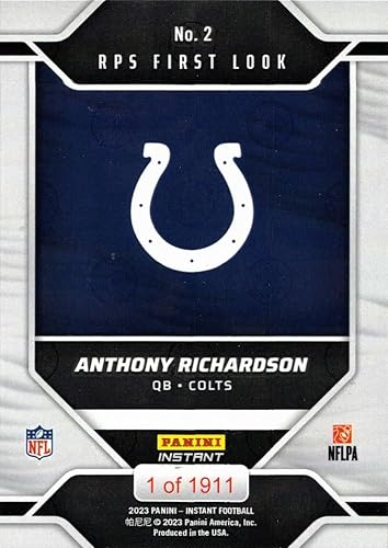 Miniatura 2 de 2023 Panini Instant Football #2 Anthony Richardson Rookie Card Colts - Only 1,911 made!