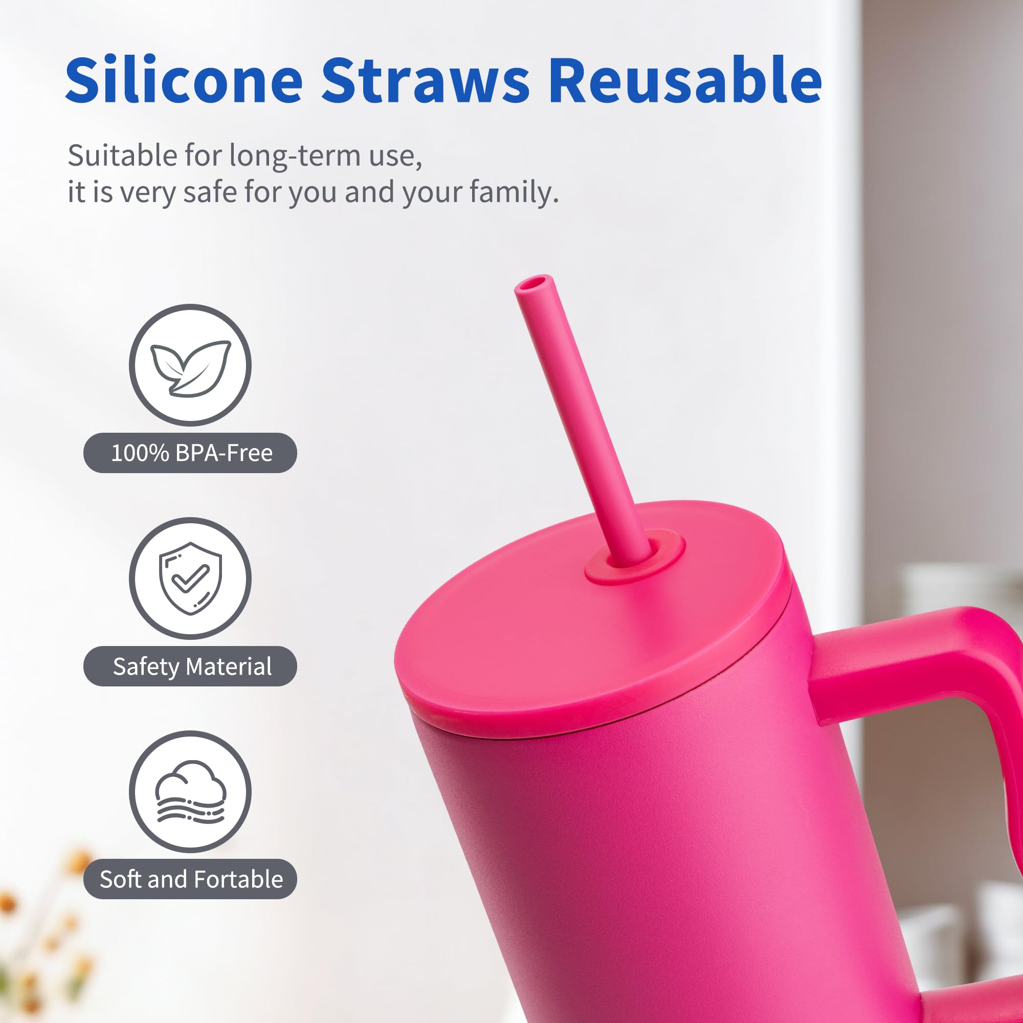Wiederverwendbare Silikon-Trinkhalme für Stanley/Simple Modern 1,2 l Trinkhalme, extra große Gummi-Trinkhalme für Becher mit einer Größe von 50 ml, 12,2 cm, 30 ml, 40 ml, 50 ml, 1,8 l,