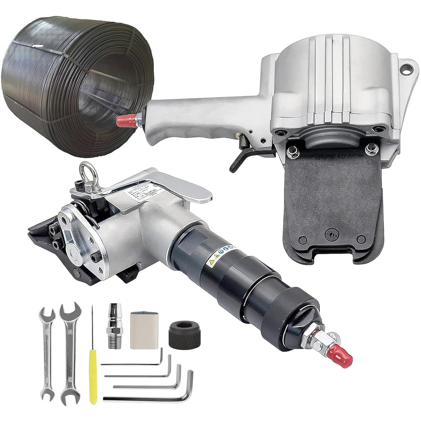 SENJINGHUA Steel Strapping Tool Pneumatic Metal Strapping Machine Tensioner and Cutter Sealer Heavy Duty Split Type Baler for 19mm/25mm/32mm Width Metal Belt Portable Pneumatic Packaging Machine 19mm