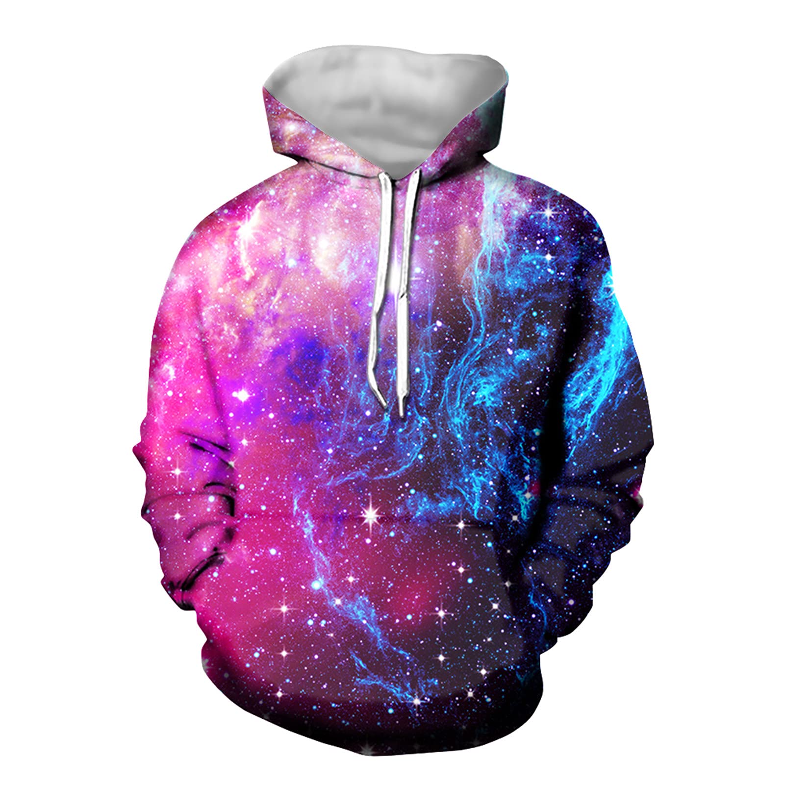 Belidome Uomo Felpe con cappuccio maniche lunghe Athletic Pullover per sport palestra S-6XL taglia, Galassia viola., XXXXL