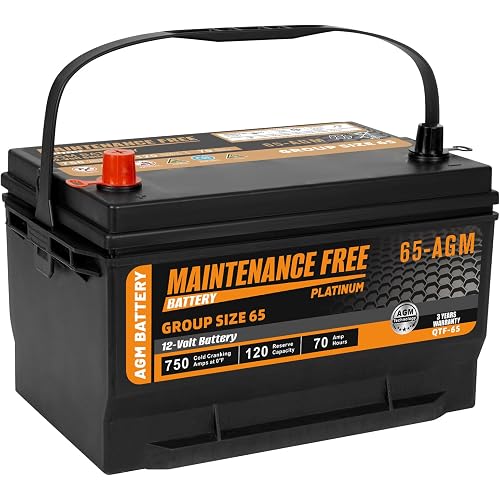 Autocessking Group Size 65 Start and Stop AGM Automotive Car Battery, 12V 70Ah, 750 CCA, 120 RC, 36 Months Warranty