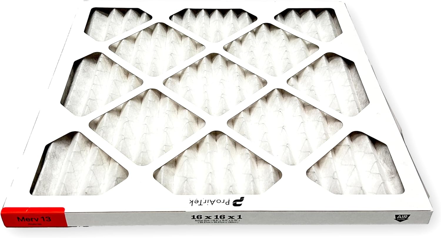 Proairtek AF16161M13SWH Model 16x16x1 Pack of 2 Air Filters, MERV 13; Ideal for Anyone Wanting Clean, Crisp Air in Their Home