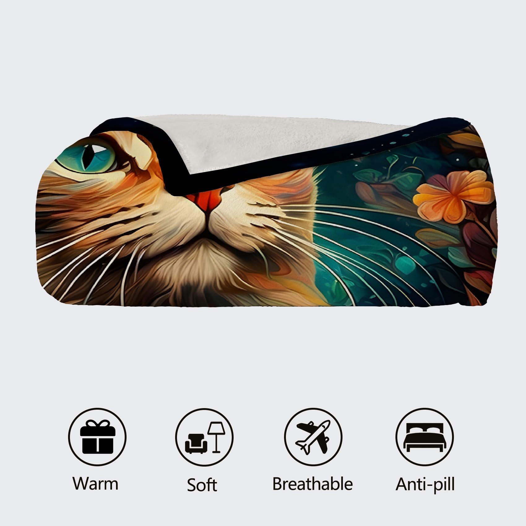 Animal Manta Personalizada 180x200 cm Gato Mantas Personalizadas con Fotos para Parejas, Amantes, Adultos, Niños, Regalos para Mamá, Papá, Novio, Novia