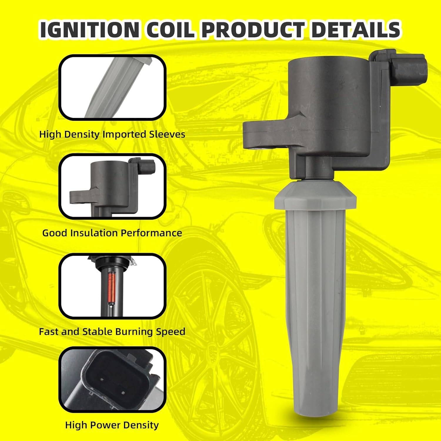 Set of 4 Ignition Coils Pack 9E5Z-12029-A UF621 DG522 & 4 PCS Iridium Spark Plugs Compatible with Ford Fusion 2010-2020 Escape 2009-2019 Ranger 2013-2020 Lincoln MKZ - 2.0L 2.5L