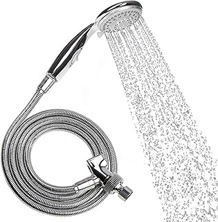 Handheld Shower Head Long Hose High Pressure Chrome Bathroom Faucet kit with Large Waterfall Rain Head Universal Adapter Bracket for Wall Mounting Clean Portable (4 inches 5 Pray)