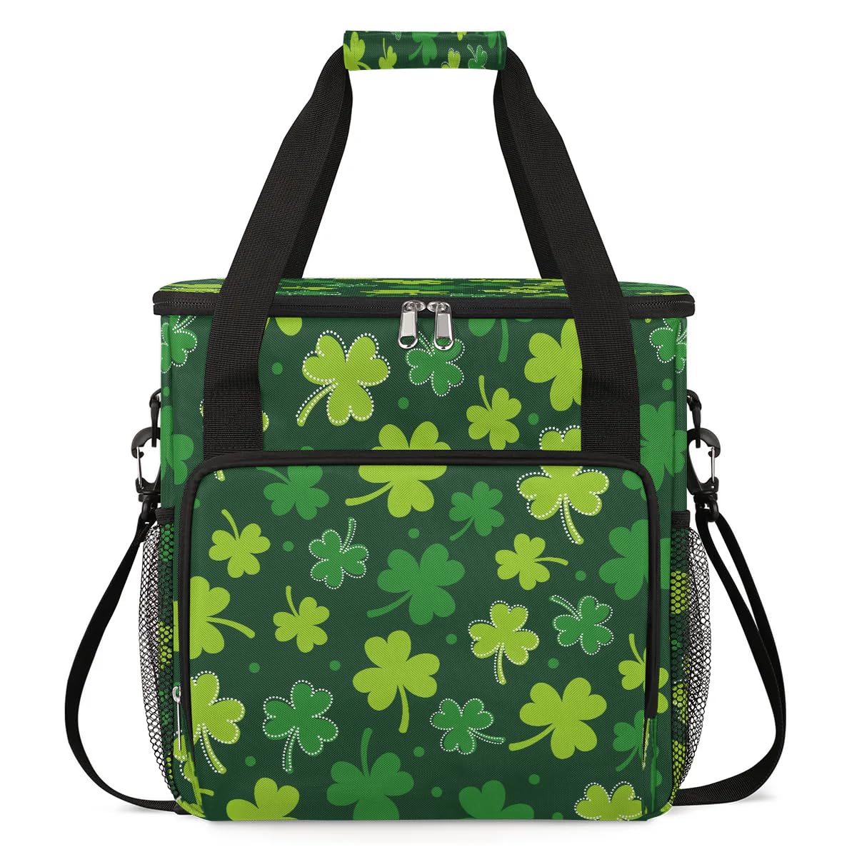 Coffee Maker Carring Bag Three-leaf Clover St. Patrick's Day Travel Carrying Storage Tote Bag Compatible with Keurig K-Mini or K-Mini Plus Portable Single Serve Coffee Brewer Case with Pockets