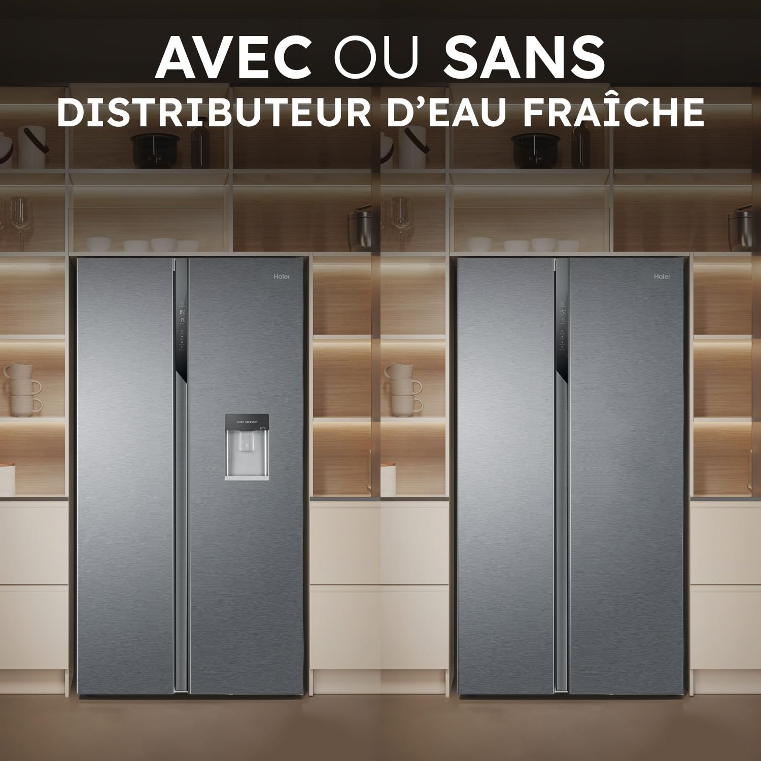 Haier - Réfrigérateur Américain - 2 Portes - Classe Énergétique E - Technologie Total No Frost Multi Air Flow - Inox - 337L + 191L (Congélateur) - 177,5 x 90,8 x 64,7 cm - Modèle HSR3918ENPG