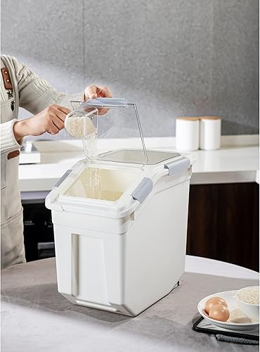Miniatura 4 de HANAMYA Contenedor de almacenamiento de arroz de 25 litros  40 libras con taza medidora, sin BPA, para arroz  Grano  Alimento para mascotas  Harina,
