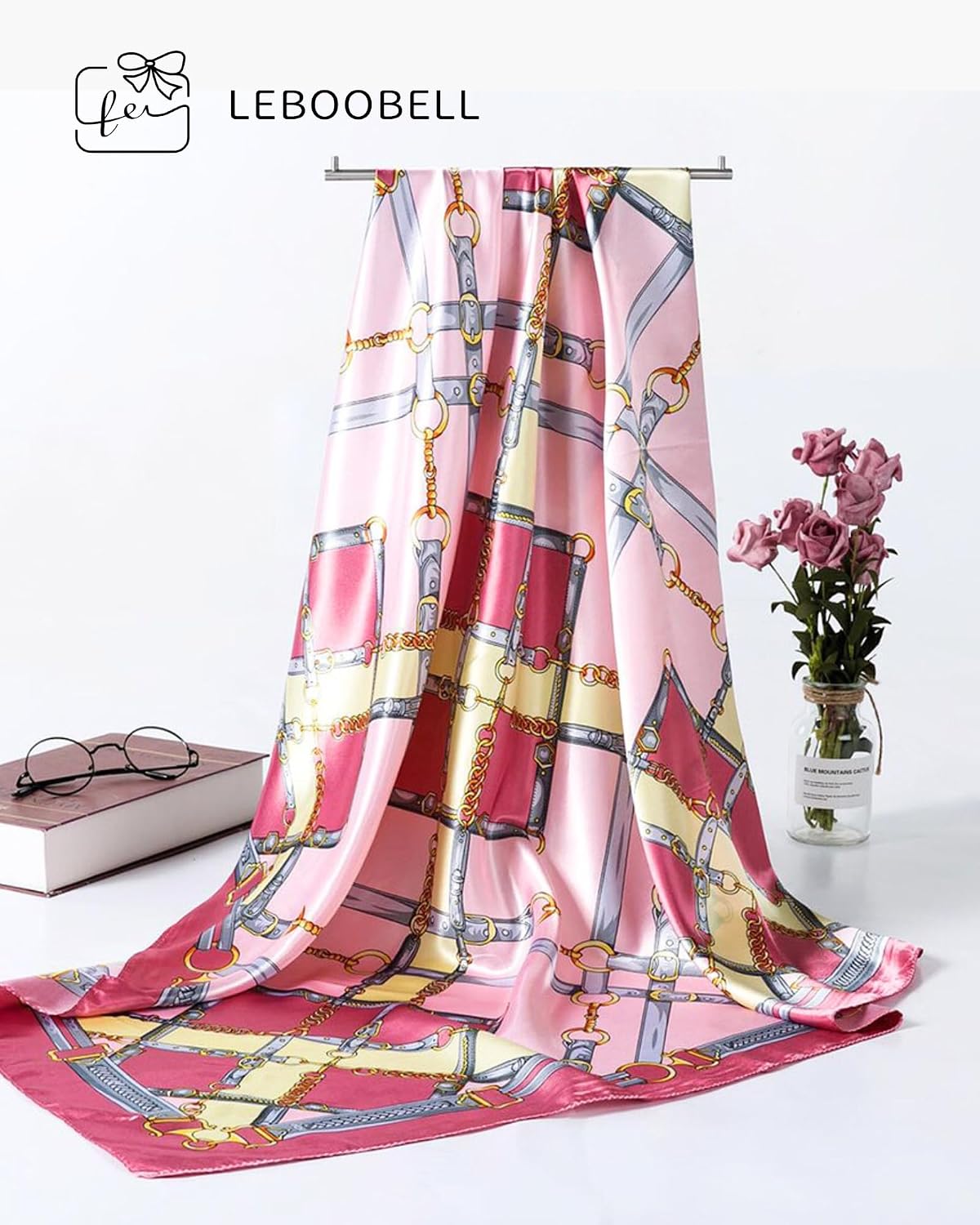 Womens Head Scarf Satin Hair Scarf Printed Square Scarf Like Silk Bandanas for Women 35 Inches image 5