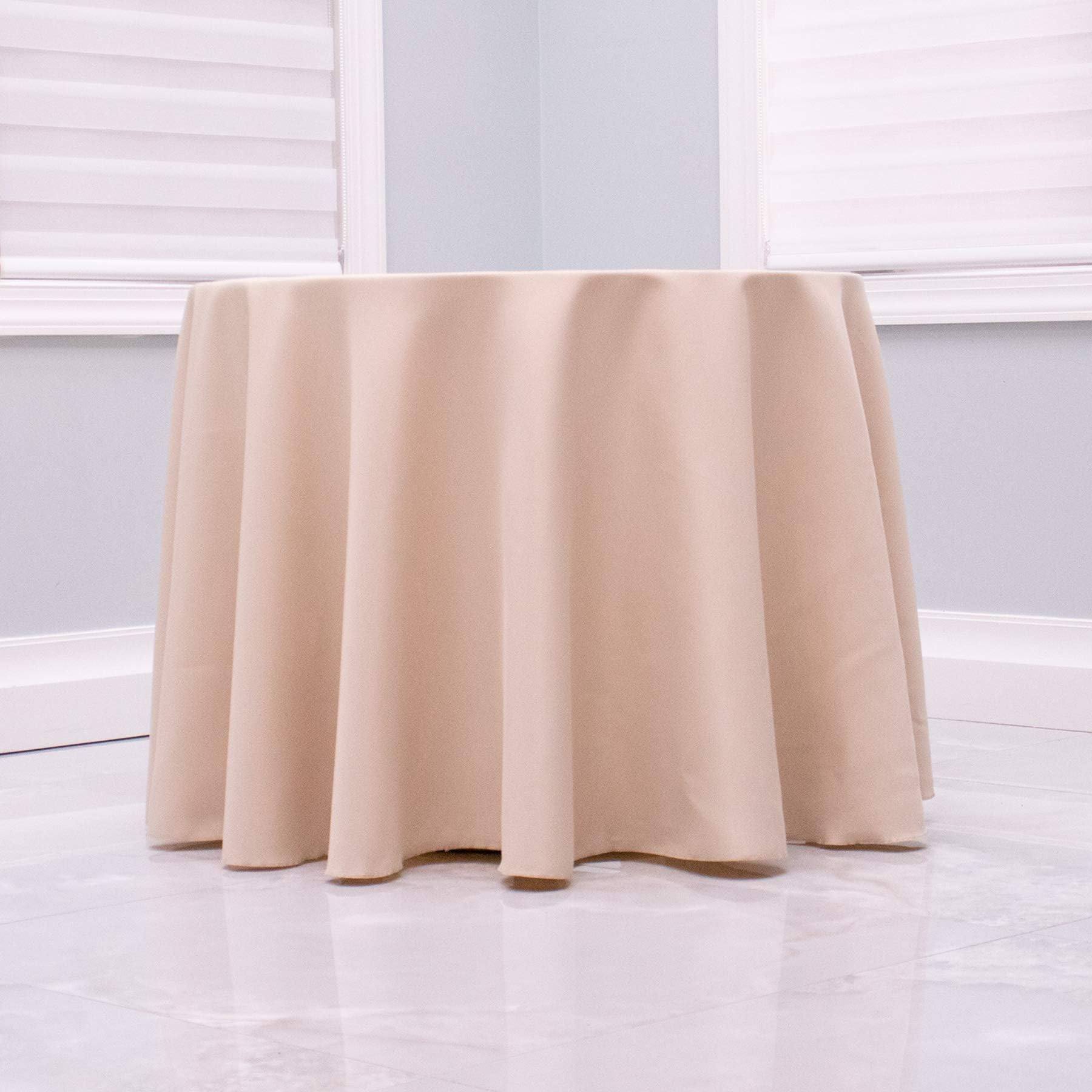 Kadut Beige Tablecloth - 108" Inch Round Tablecloths for Circular Table Cover in Beige Washable Polyester - Great for Buffet Table, Parties, Holiday Dinner & More