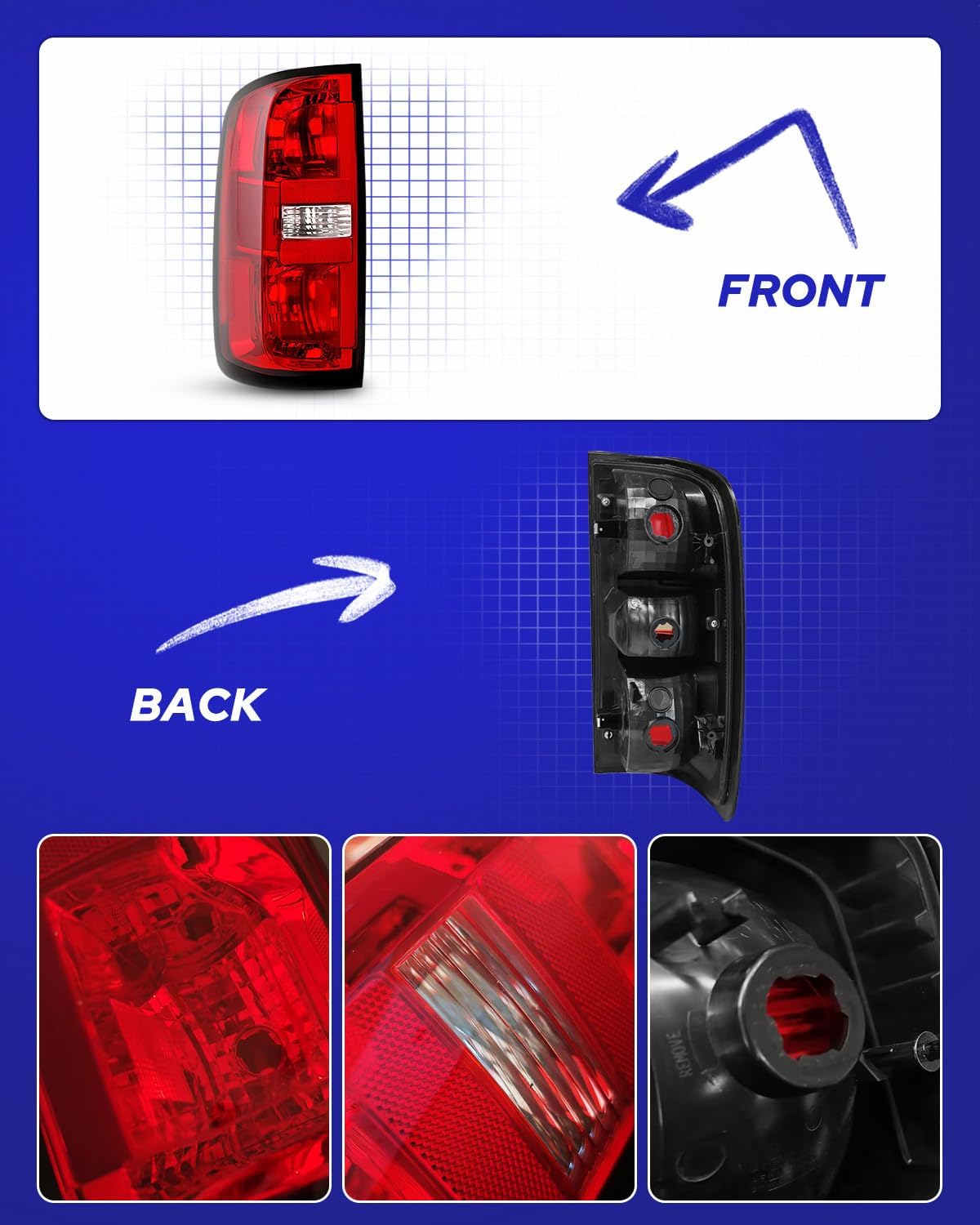 AUTOONE Chevy Colorado Tail Lights 2015-2022, Tail Lamp Assembly Left, Driver Side, Rear Factory OEM