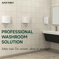 anydry 2630S Kompakt Kézszárító, Automata Falra Szerelhető Elektromos Szárító Fehér 7