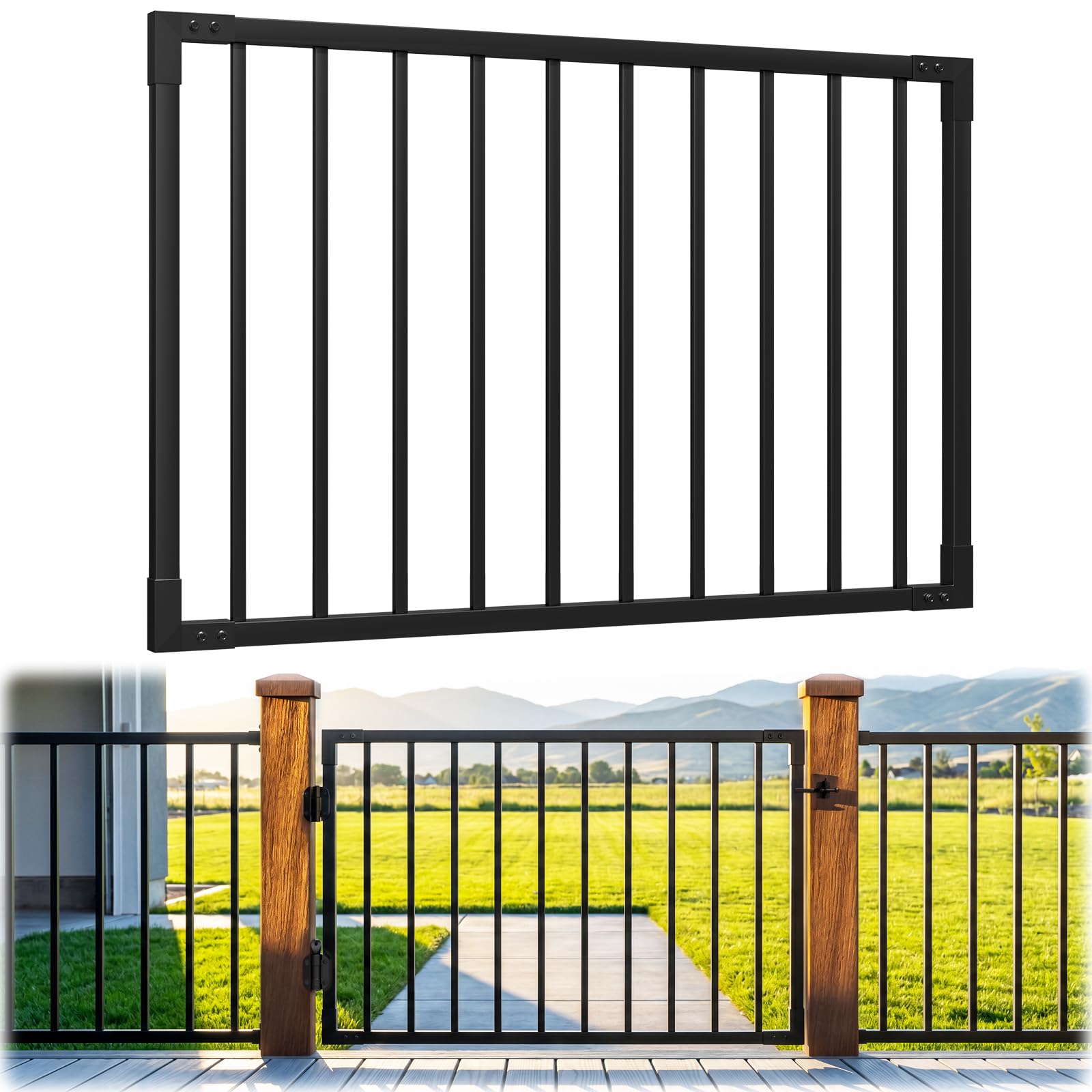 4ft x 36in Aluminum Deck Gate Kit Anti Sag Frame (No Hinge &amp; Lock)