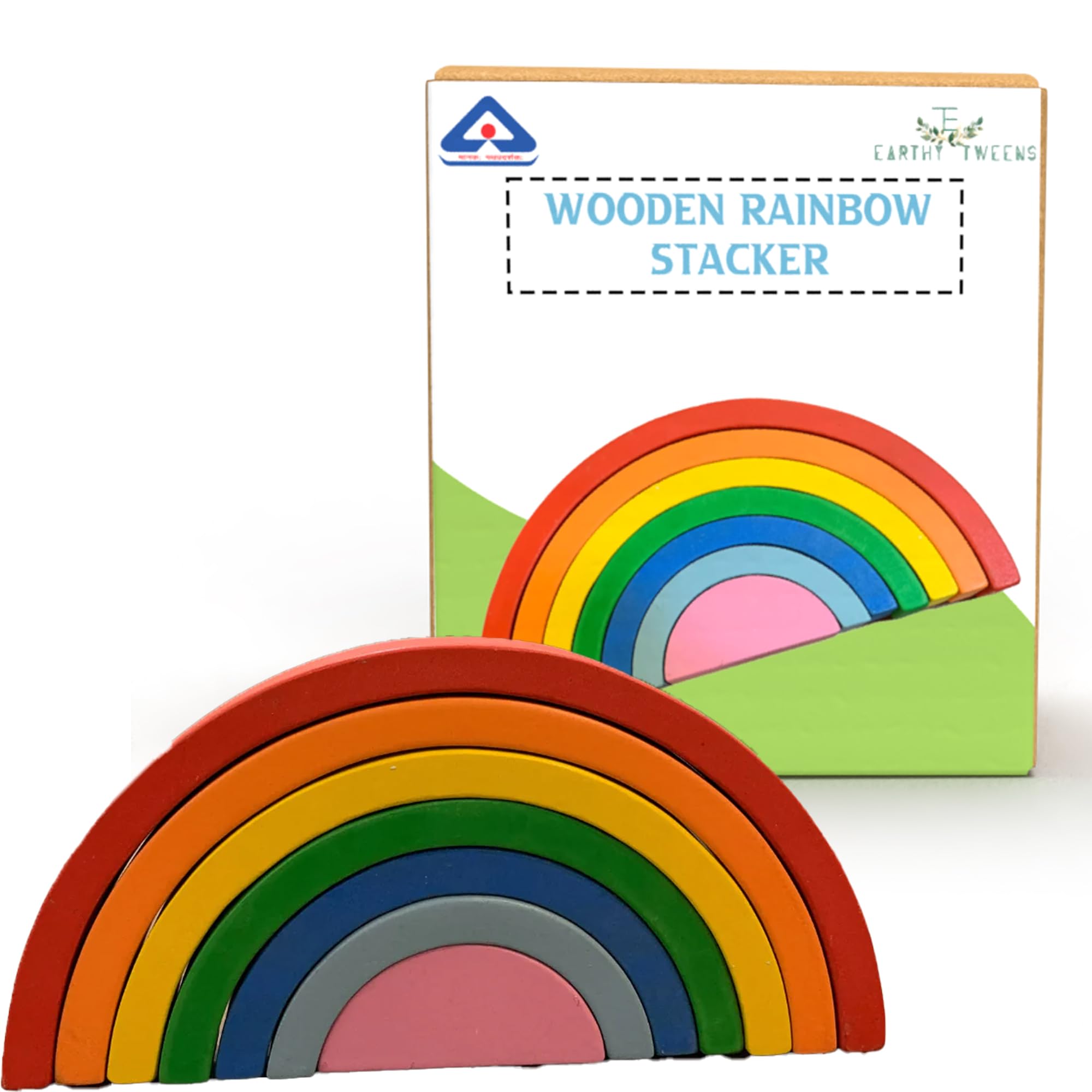 Earthytweens Rainbow Stackers | Wooden Stacking Toys for Kids Toddlers 2+ Year Old | Nesting Building Blocks Educational Montessori Toys | Non-Toxic (Multicolor) (7 Pcs Rainbow Stacker - Medium) (B0C1H58169) Amazon Price History, Amazon Price Tracker
