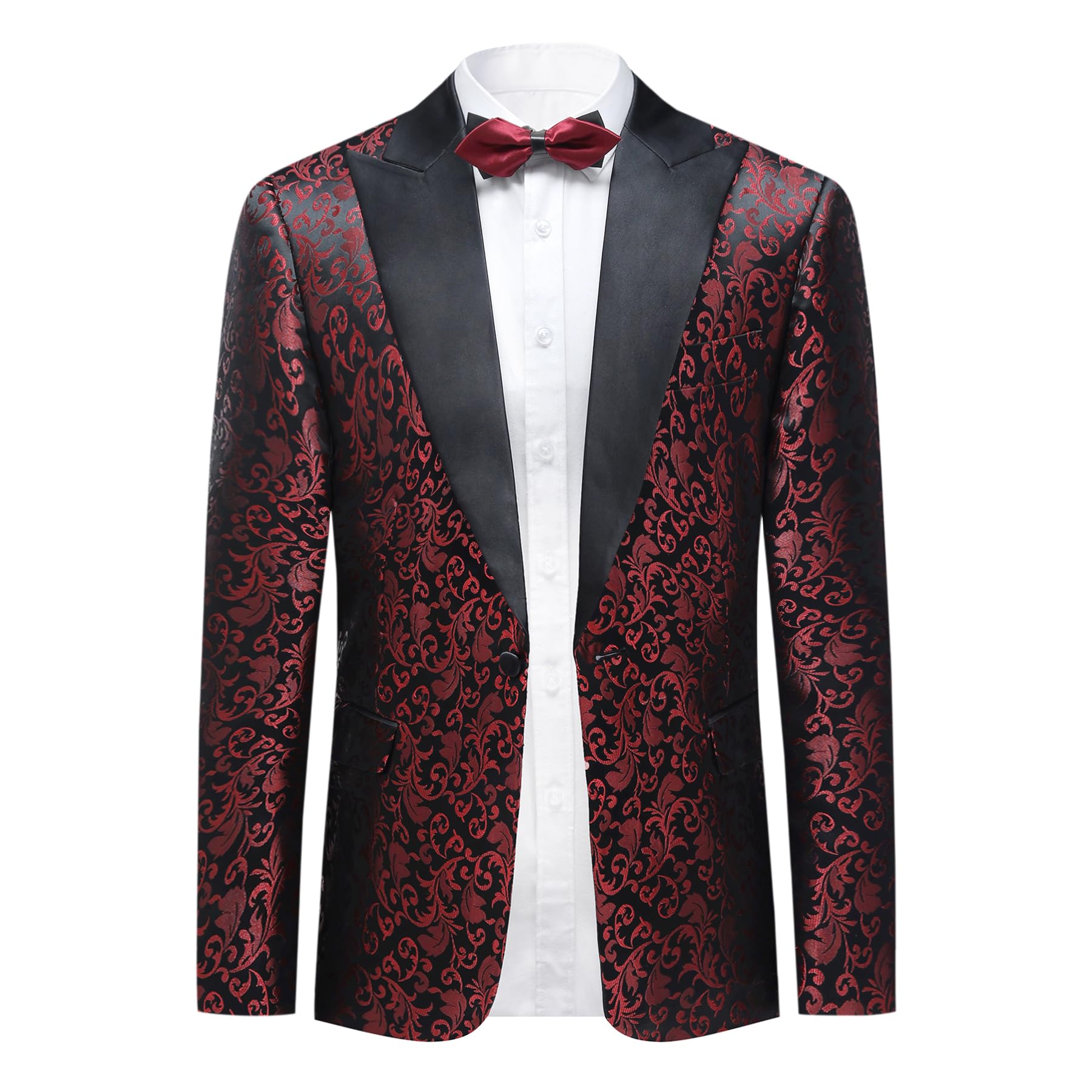 Allthemen Hombre Blazer Casual con Paisley Jacquard Chaqueta de Traje 1 botón Color Liso Regular Negocios Boda
