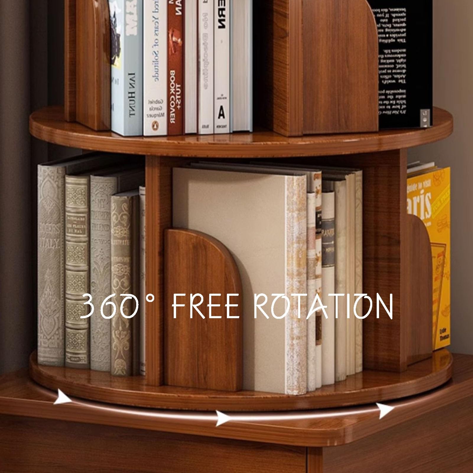 Amazon｜CD 収納ラック 4 層 360° 回転本棚、床置き CD ラック回転