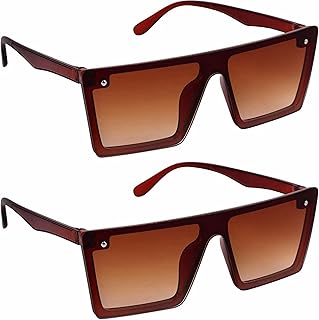PC Star | Full Rim Square Branded Latest and Stylish Sunglasses | 100% UV Protected | Men & Women | Medium | Brown Frame/B... Price In India