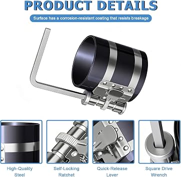 3inch Piston Ring Compressor Tool,Adjustable Range 53-150mm with Plier Set
