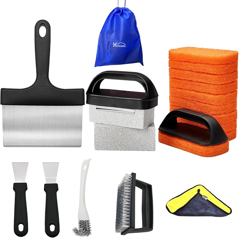 Griddle Cleaning Kit for Blackston-21 Pieces Blackstones Griddle Accessoriese with Grill Stone, Grill Brush,Griddle Scraper, Scouring Pad and Handles, Multifunctional Griddle Accessories