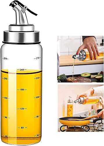 Newraturner Botella dispensadora de aceite de oliva, contenedor de condimentos líquidos, vinagre dispensador de vinagre de 10 onzas con boquilla