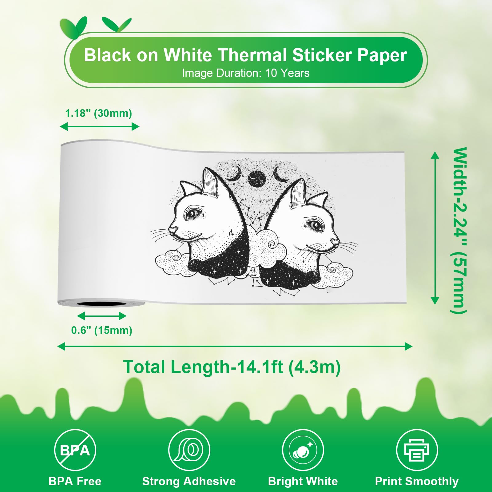 12 Rollos De Papel Térmico Autoadhesivo - Mini Pegatinas Para Impresoras (57x25mm)