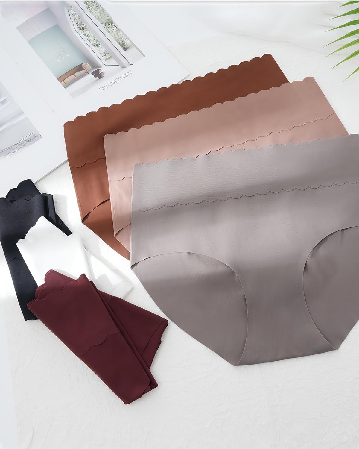 6 Pack Womens Seamless High Mid Waisted Underwear No Show Briefs Full Coverage Ice Silk Soft S-XXL - Image 8