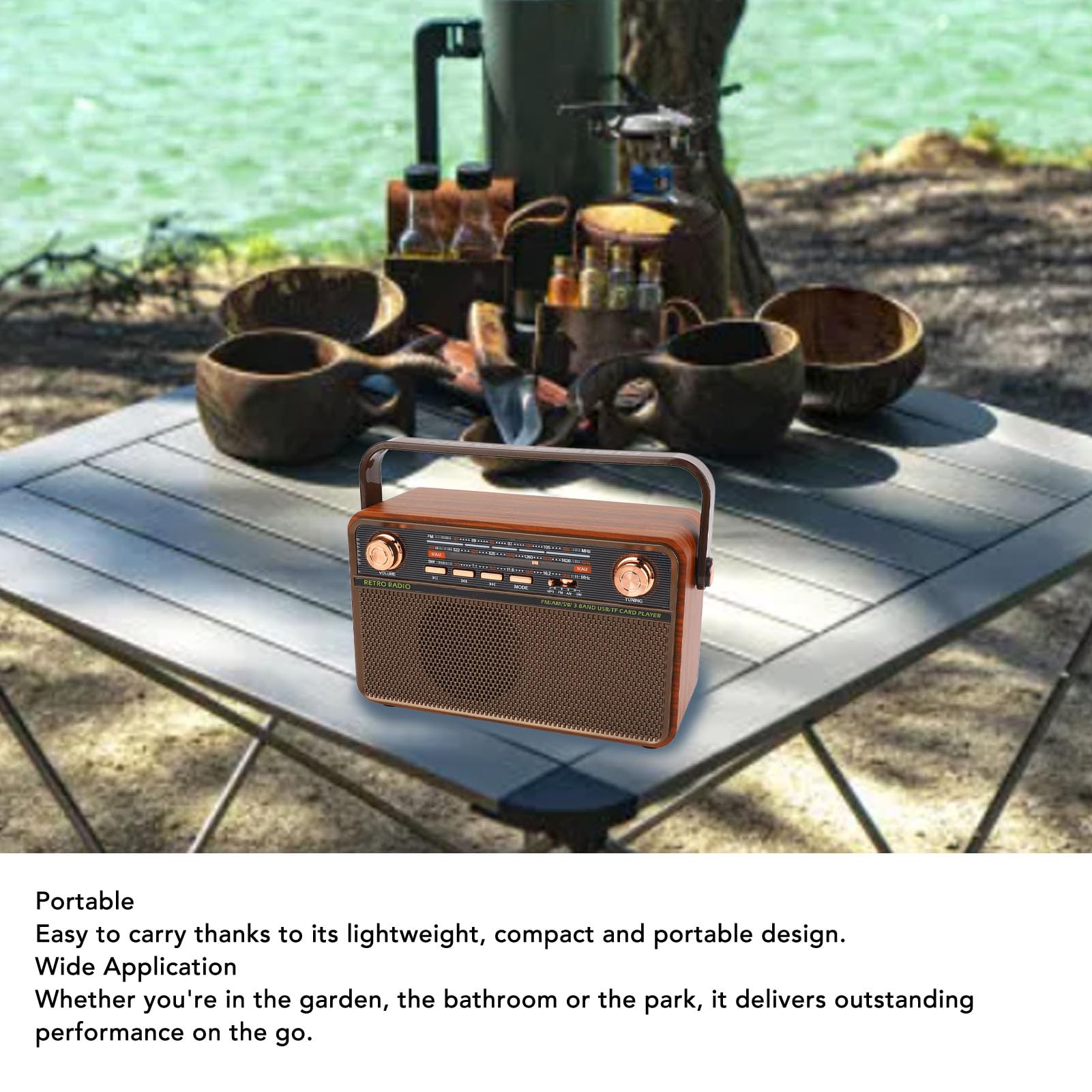 Asixxsix Przenośne Radio, Głośnik Bluetooth 4 w 1 Krystalicznie Czysty Odbiór FM Przenośny, Dłuższy Czas Rozrywki Radio z Długimi Antenami Teleskopowymi do Joggingu (wtyczka UE)