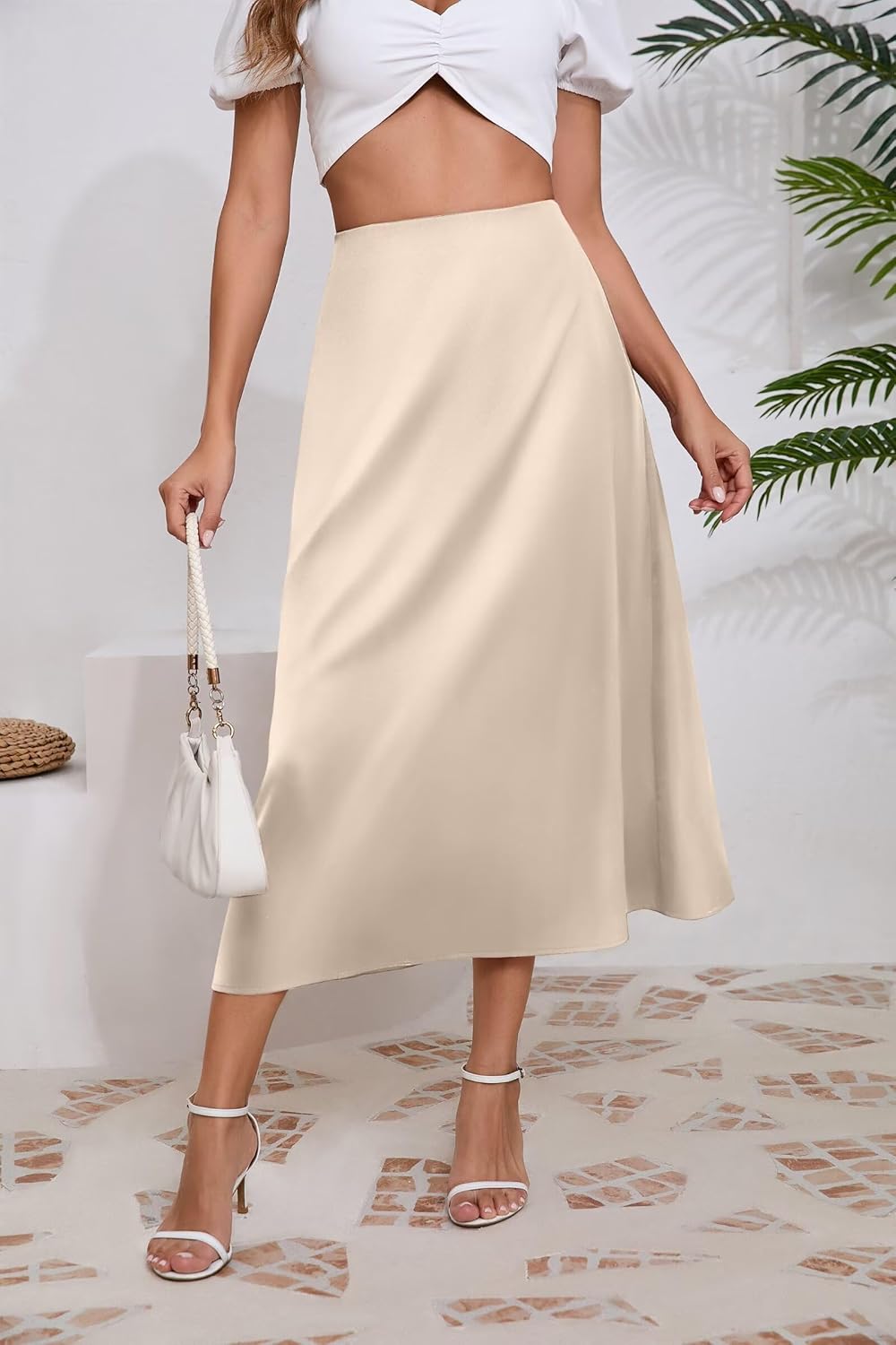 Women's Satin Skirts Dressy Casual 2025 Fall High Waisted Cocktail Silk Glossy Wedding Flowy Elegant A Line Long Skirt - Image 7