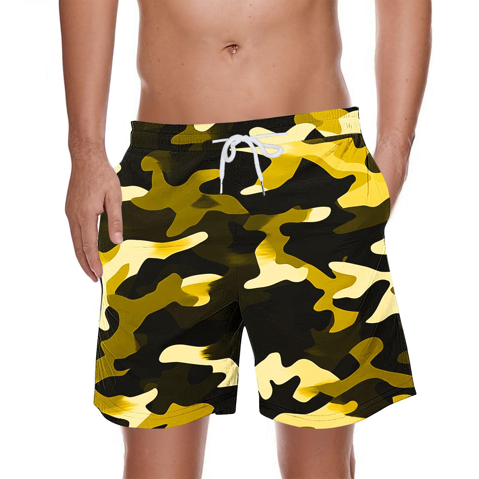 Hawaiian Camo Pleated Tropical Straight Leg Sport Gym Beach Pants for Man Fall Summer Print Pants Shorts Mens