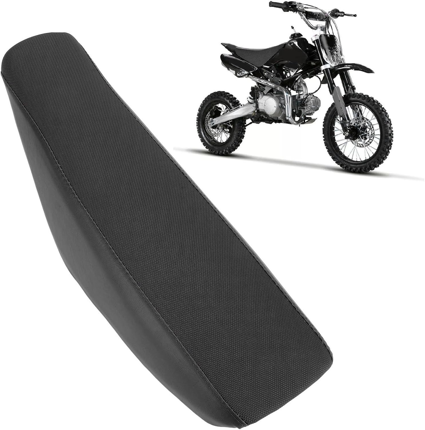 Generic Motorcycle Flat Tall Foam Seat, Motor Trail Bike Tall Seat for CRF50 50 90 110 125 150 160 Pit Dirt Bike (Black)