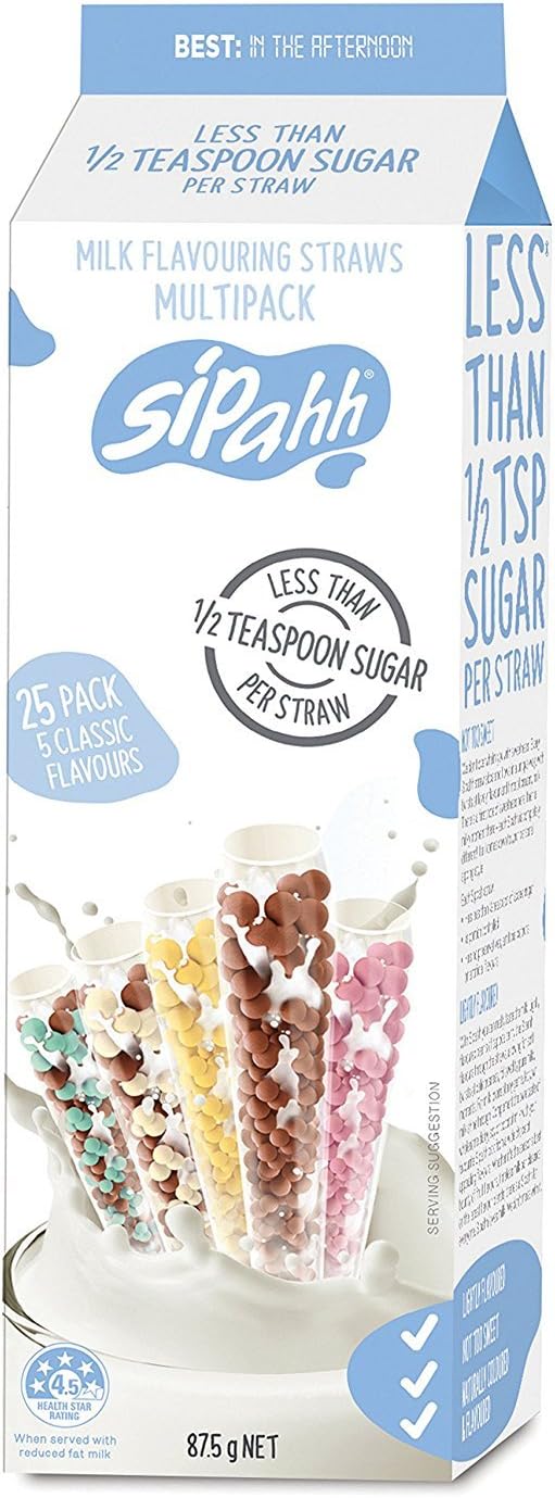 Sipahh Milk Flavoring Straw - 25 Pack x 6 Pack =(Total 150 Pack)